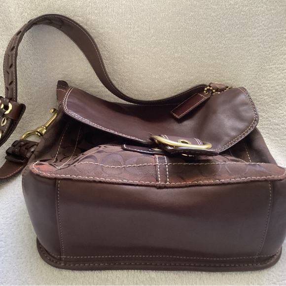 Coach Bleecker Mahogany Leather Jacquard Hobo 11434 Checkbook Wallet 40893 Set - Picture 6 of 9